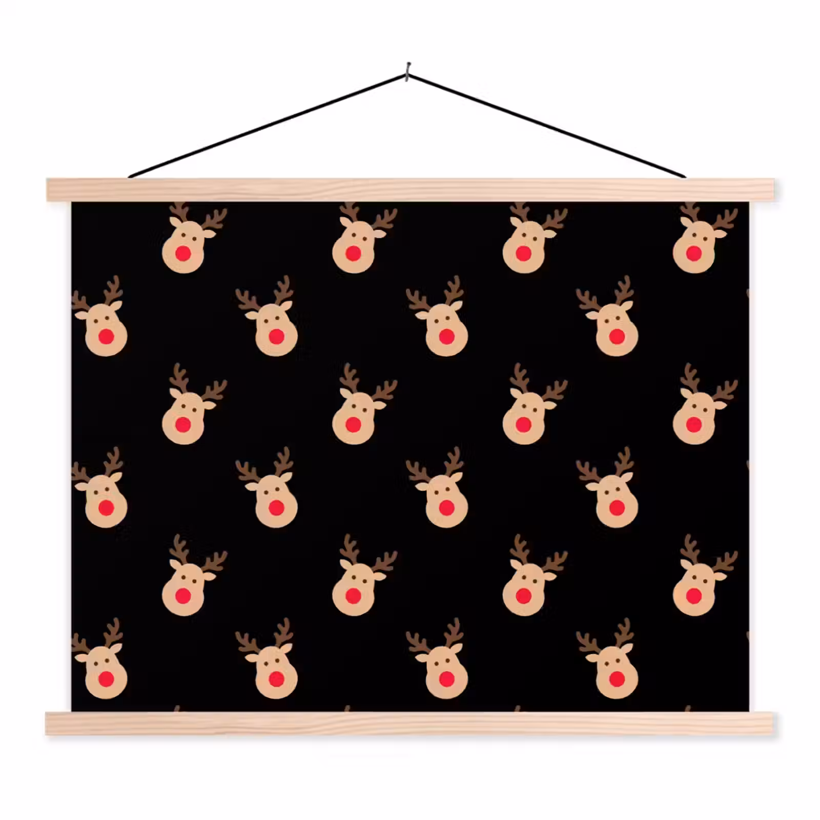 Stoffbild - Rentiere – Weihnachten – Schwarz — 1