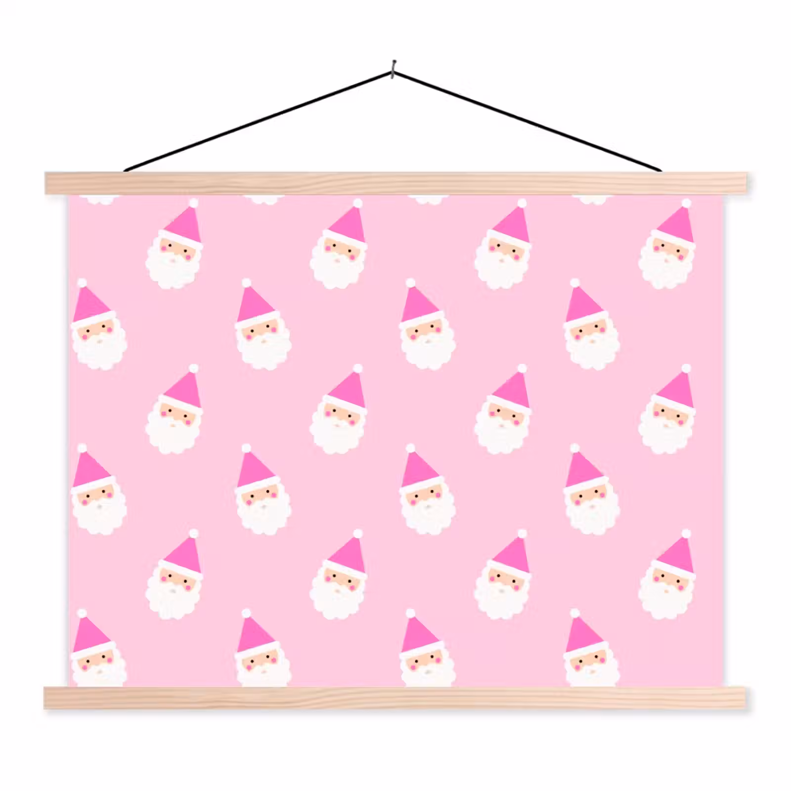 Stoffbild - Weihnachtsmann – Weihnachten – Rosa – Pastell — 1