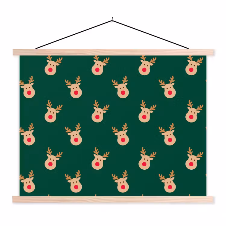 Stoffbild - Rentiere – Weihnachten – Grün — 1