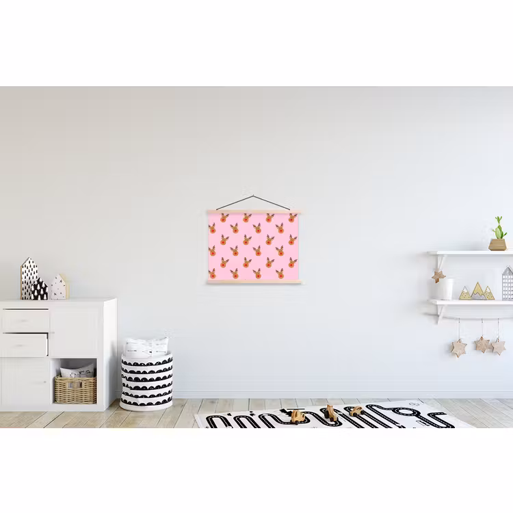 Stoffbild - Rentiere – Weihnachten – Rosa – Rot — 2