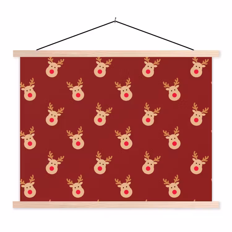 Stoffbild - Rentiere – Weihnachten – Rot – Braun — 1