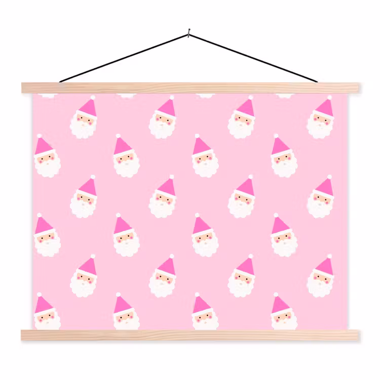 Stoffbild - Weihnachtsmann – Weihnachten – Rosa – Pastell — 1
