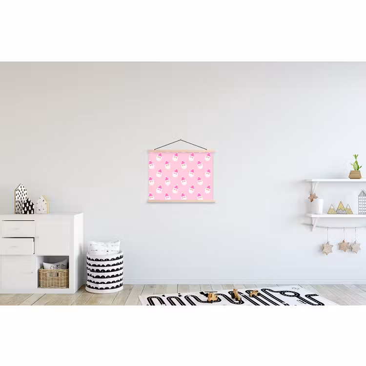 Stoffbild - Weihnachtsmann – Weihnachten – Rosa – Pastell — 2