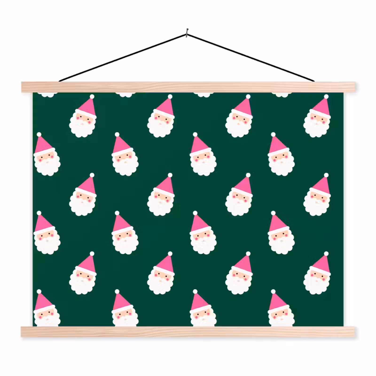 Stoffbild - Weihnachtsmann – Weihnachten – Grün – Rosa — 1