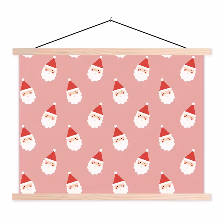 Stoffbild - Weihnachten – Weihnachtsmann – Rosa — 1