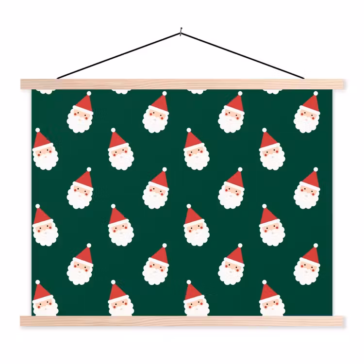 Stoffbild - Weihnachtsmann – Weihnachten – Grün — 1