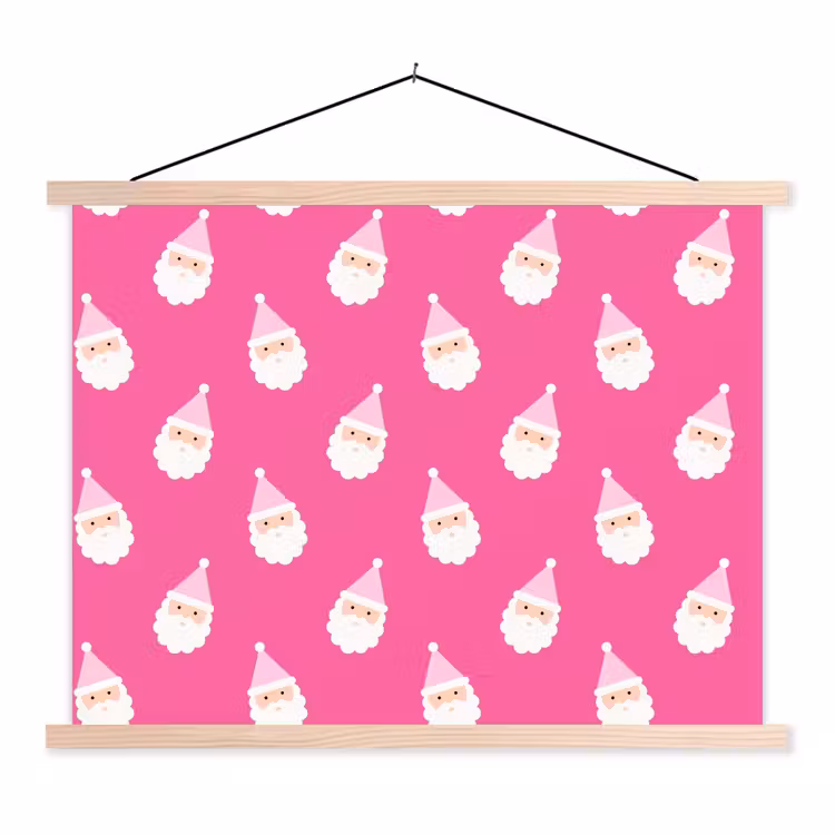 Stoffbild - Weihnachtsmann – Weihnachten – Neon – Rosa — 1