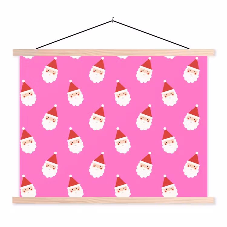 Stoffbild - Weihnachtsmann – Weihnachten – Rosa – Rot — 1