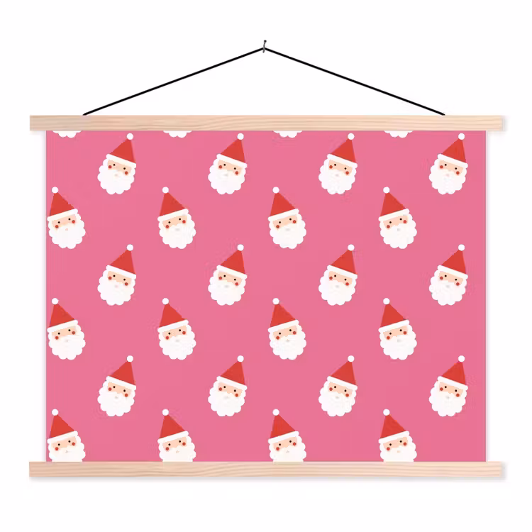 Stoffbild - Weihnachtsmann – Weihnachten – Rot – Rosa — 1