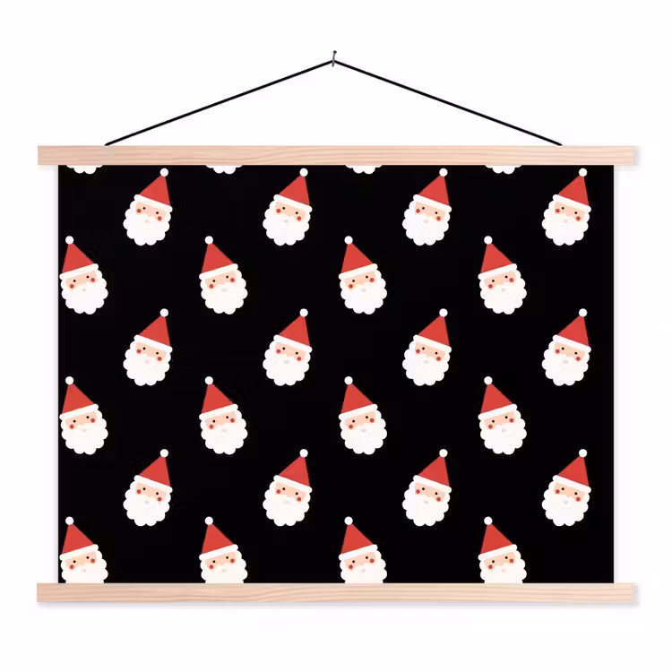 Stoffbild - Weihnachtsmann – Weihnachten – Schwarz — 1