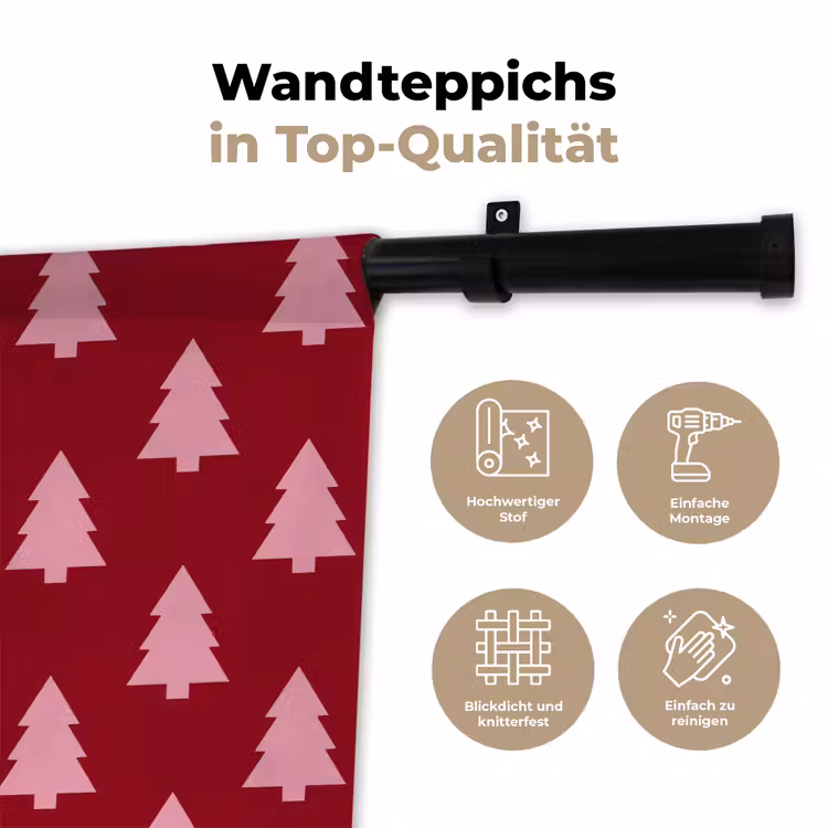 Wandteppich - Weihnachtsbaum – Burgunderrot – Rosa — 7