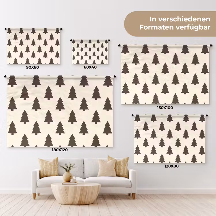 Wandteppich - Weihnachtsbaum – Creme – Grau — 8