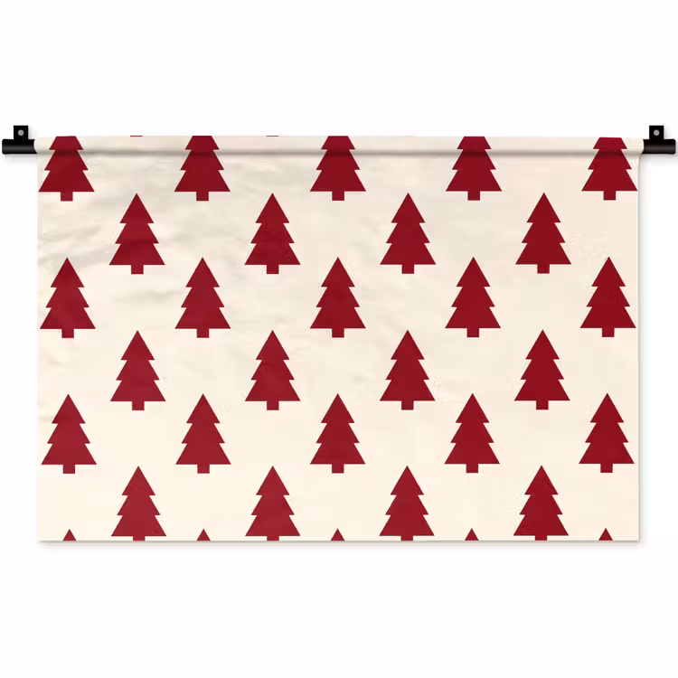 Wandteppich - Weihnachtsbaum – Creme – Rot — 1