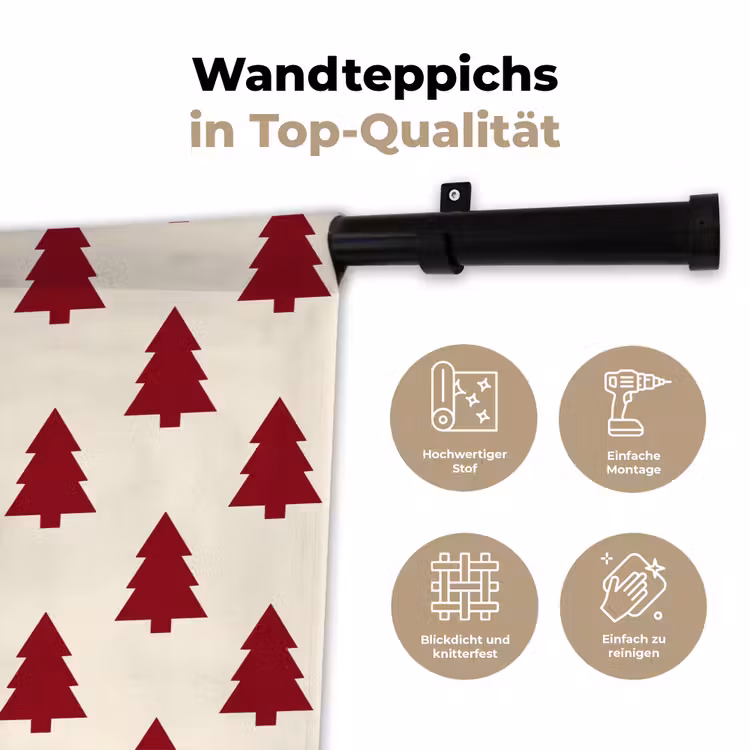 Wandteppich - Weihnachtsbaum – Creme – Rot — 7