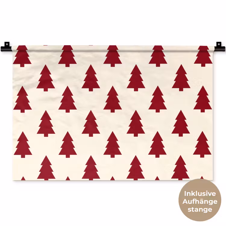 Wandteppich - Weihnachtsbaum – Creme – Rot — 9