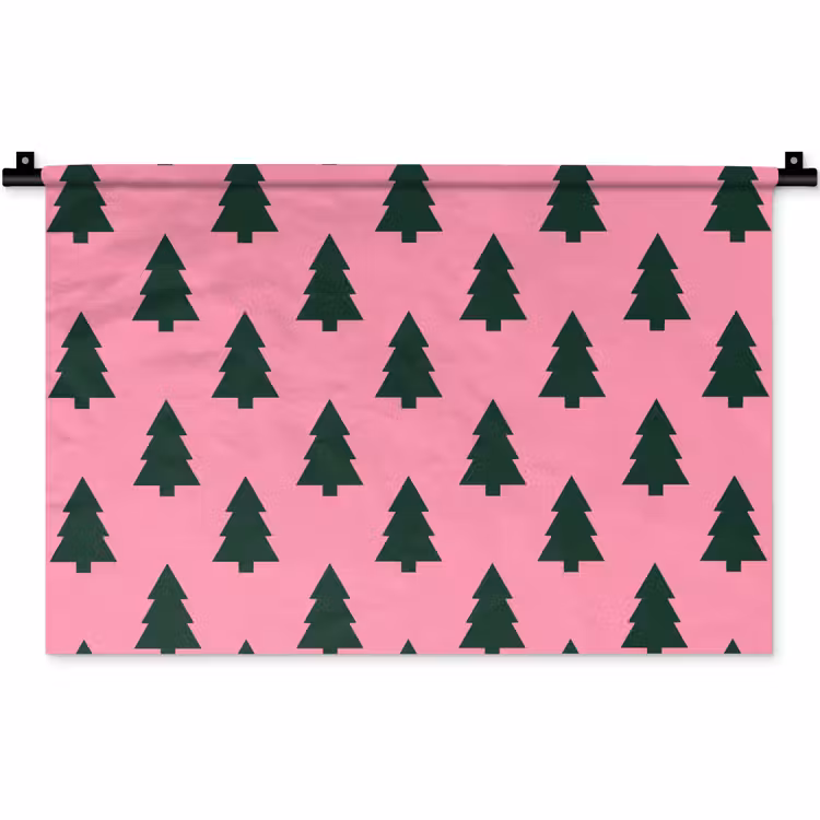 Wandteppich - Weihnachtsbaum – Rosa – Grün — 1