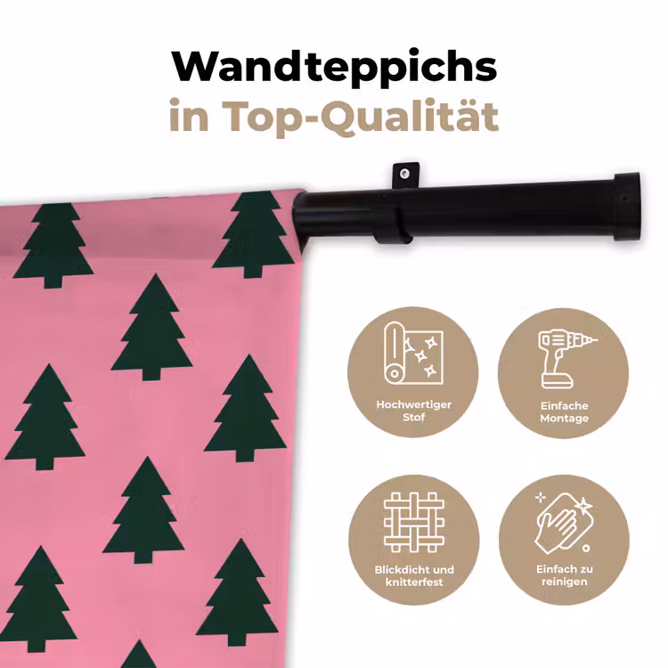 Wandteppich - Weihnachtsbaum – Rosa – Grün — 7