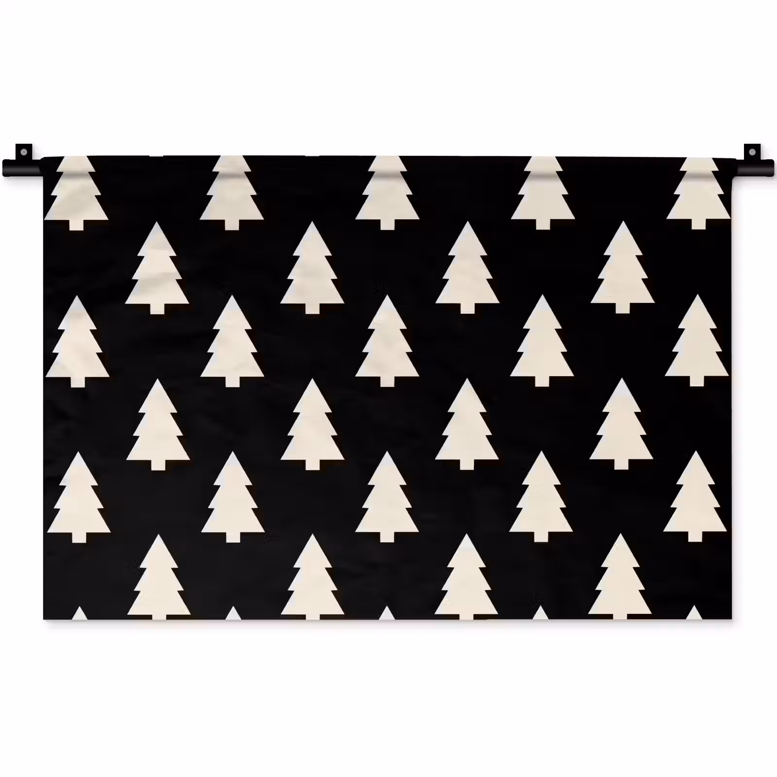 Wandteppich - Weihnachtsbaum – Schwarz – Weiß — 1