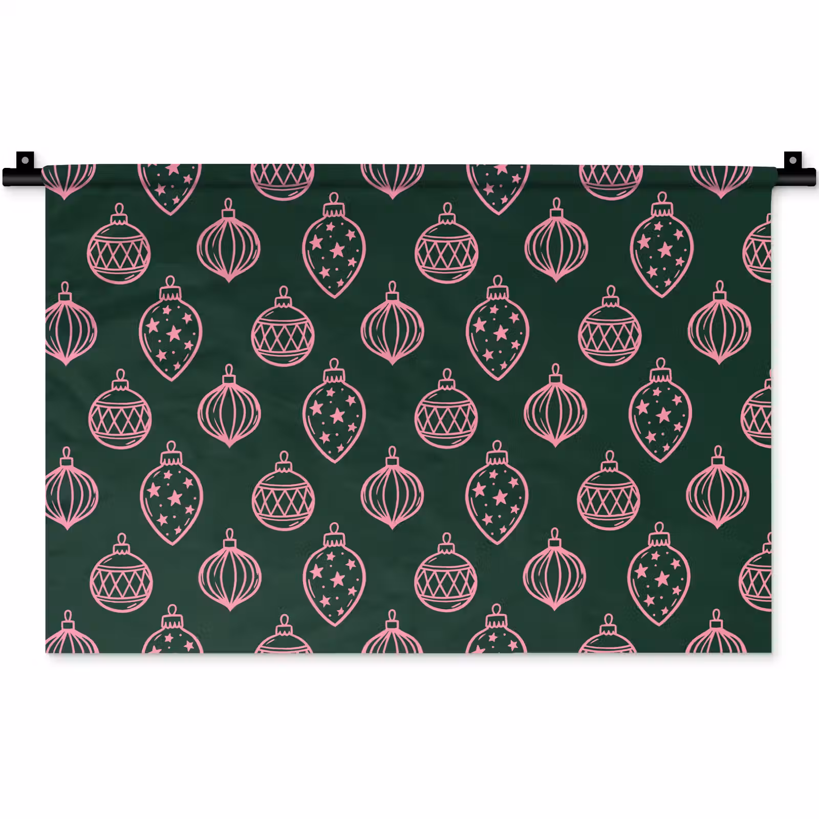 Wandteppich - Weihnachtskugel – Rosa – Grün — 1