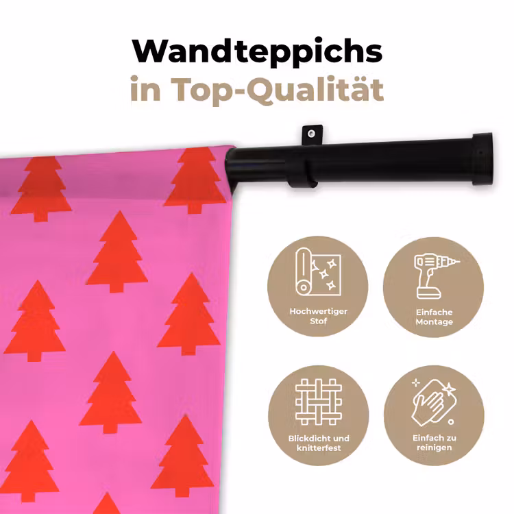Wandteppich - Weihnachtsbaum – Rot – Neon — 7