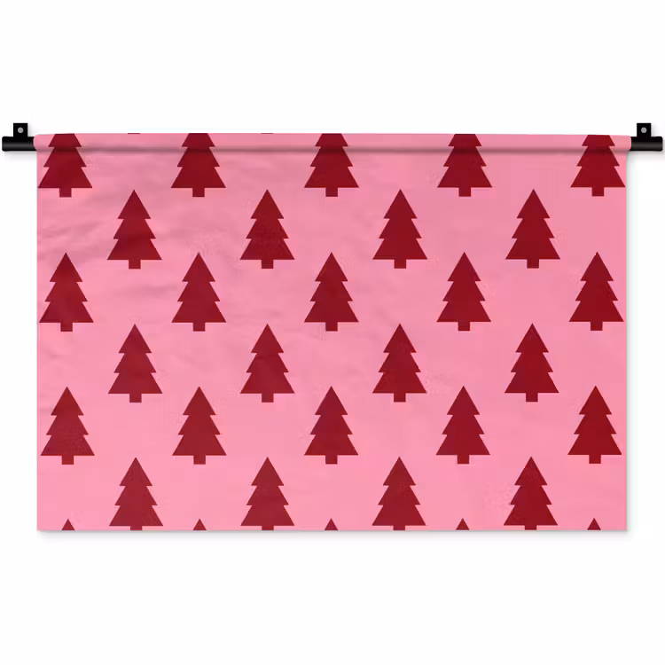 Wandteppich - Weihnachtsbaum – Rot – Rosa — 1