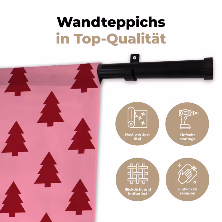 Wandteppich - Weihnachtsbaum – Rot – Rosa — 7