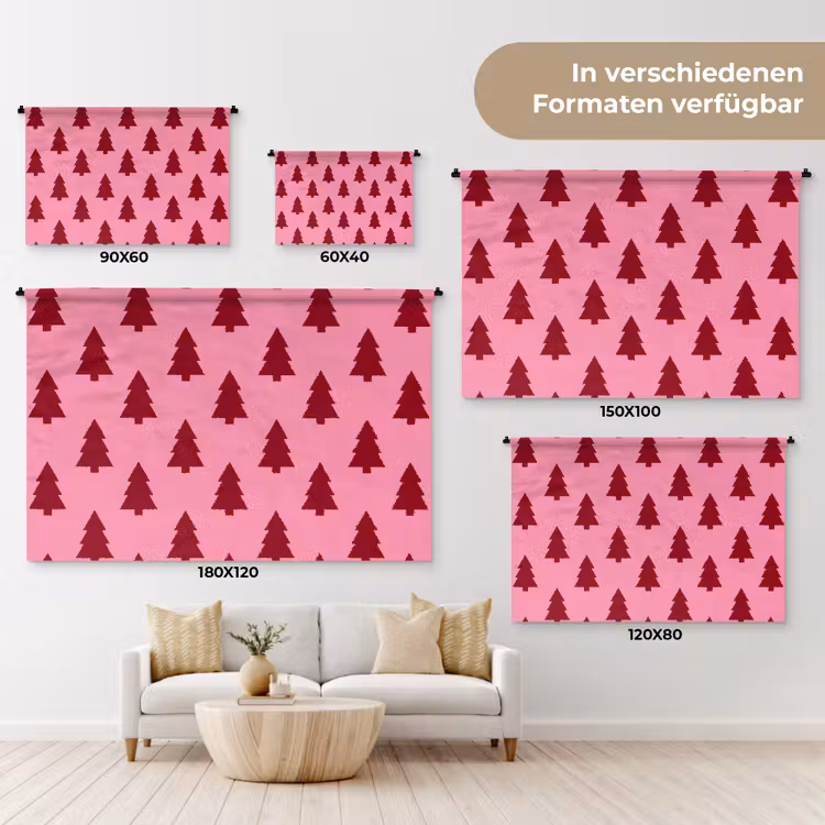 Wandteppich - Weihnachtsbaum – Rot – Rosa — 8