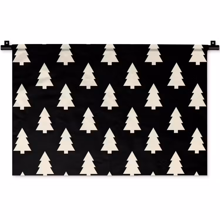 Wandteppich - Weihnachtsbaum – Schwarz – Weiß — 1