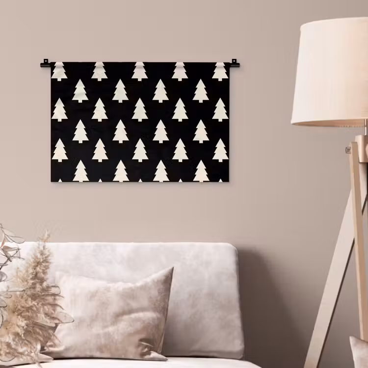 Wandteppich - Weihnachtsbaum – Schwarz – Weiß — 2