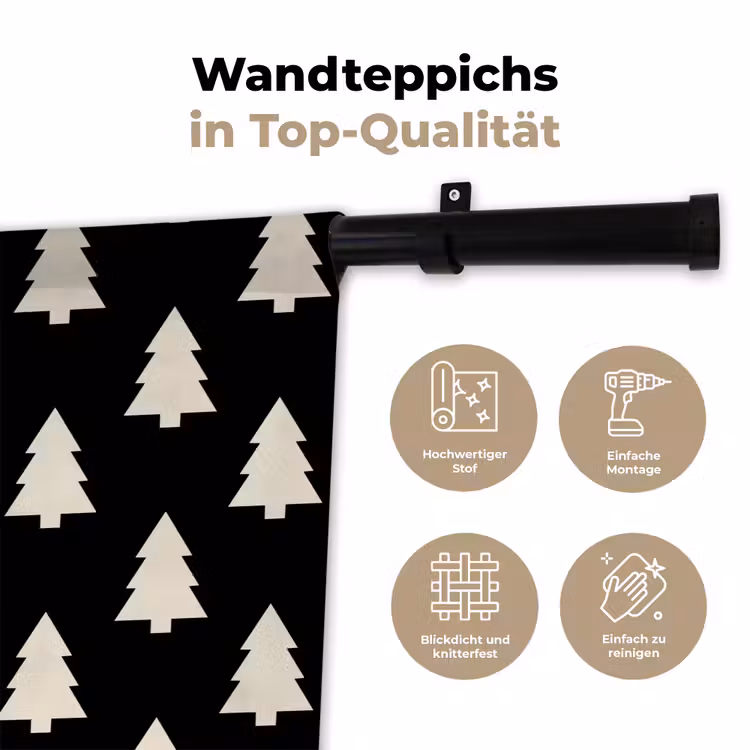 Wandteppich - Weihnachtsbaum – Schwarz – Weiß — 7
