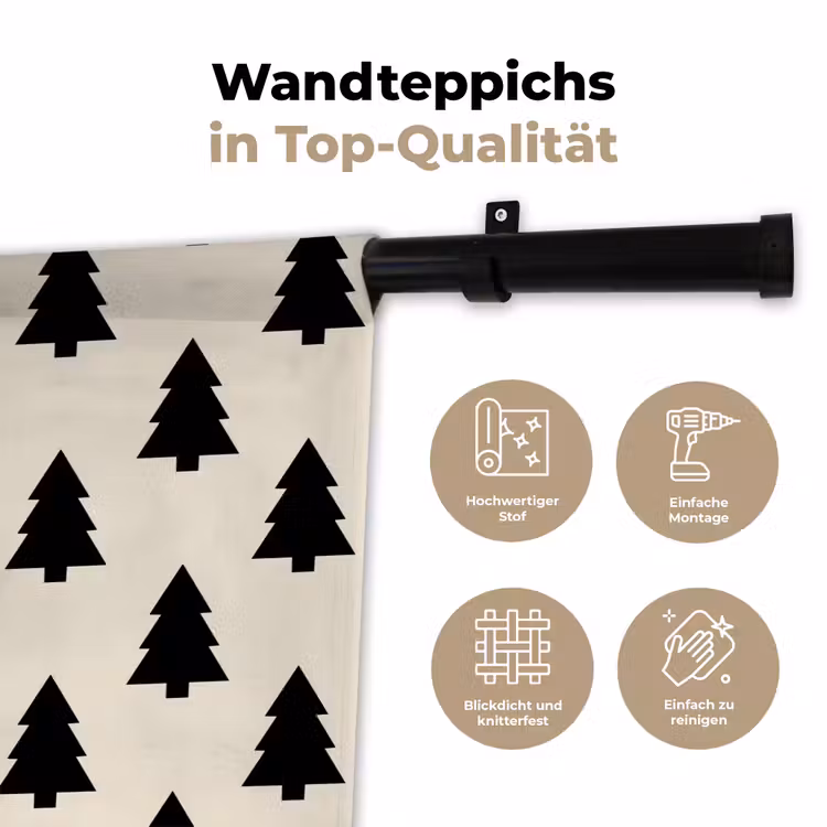 Wandteppich - Weihnachtsbaum – Weiß – Schwarz — 7