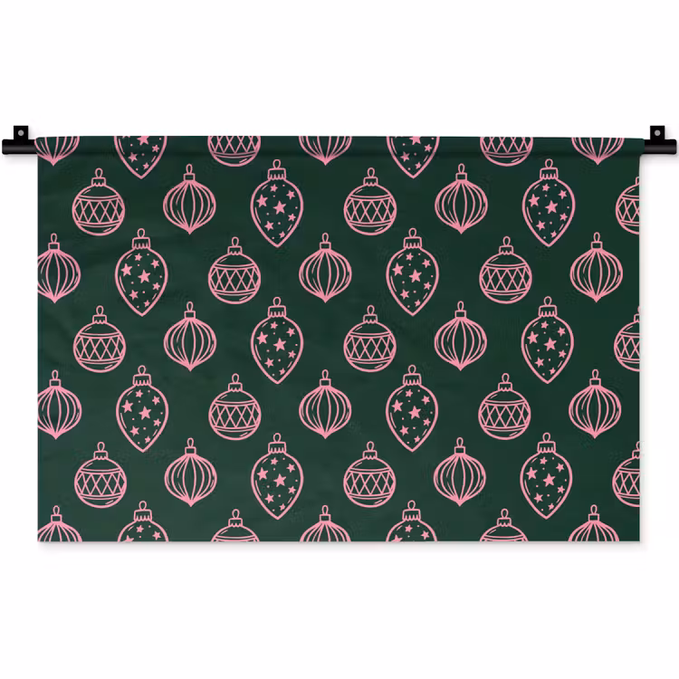 Wandteppich - Weihnachtskugel – Rosa – Grün — 1