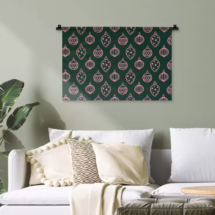 Wandteppich - Weihnachtskugel – Rosa – Grün — 4
