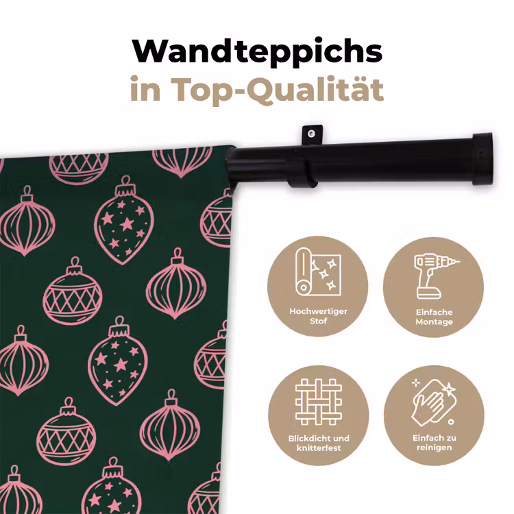 Wandteppich - Weihnachtskugel – Rosa – Grün — 7