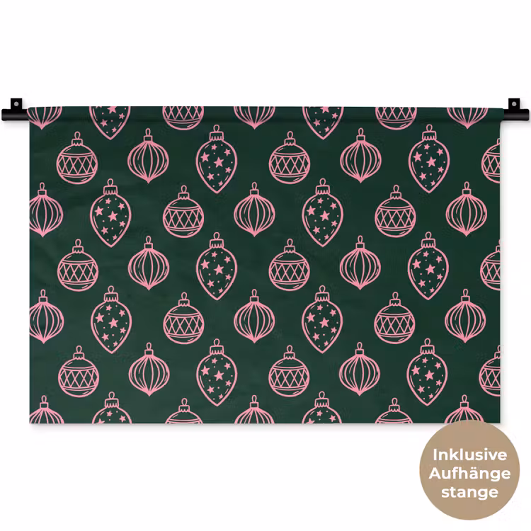 Wandteppich - Weihnachtskugel – Rosa – Grün — 9