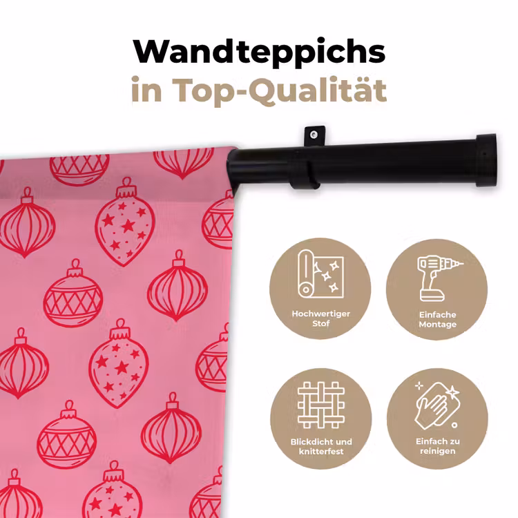 Wandteppich - Weihnachtskugel – Rosa – Rot — 7