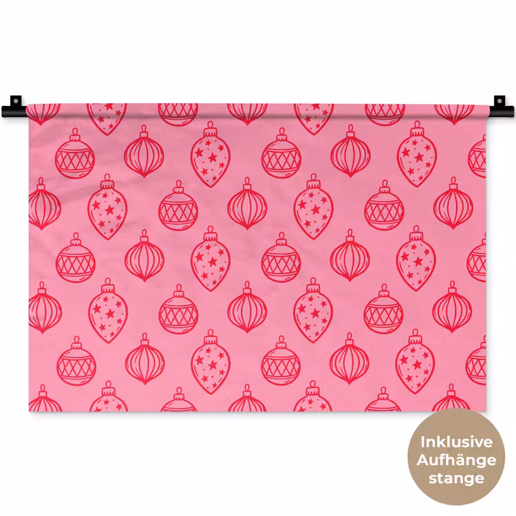 Wandteppich - Weihnachtskugel – Rosa – Rot — 9