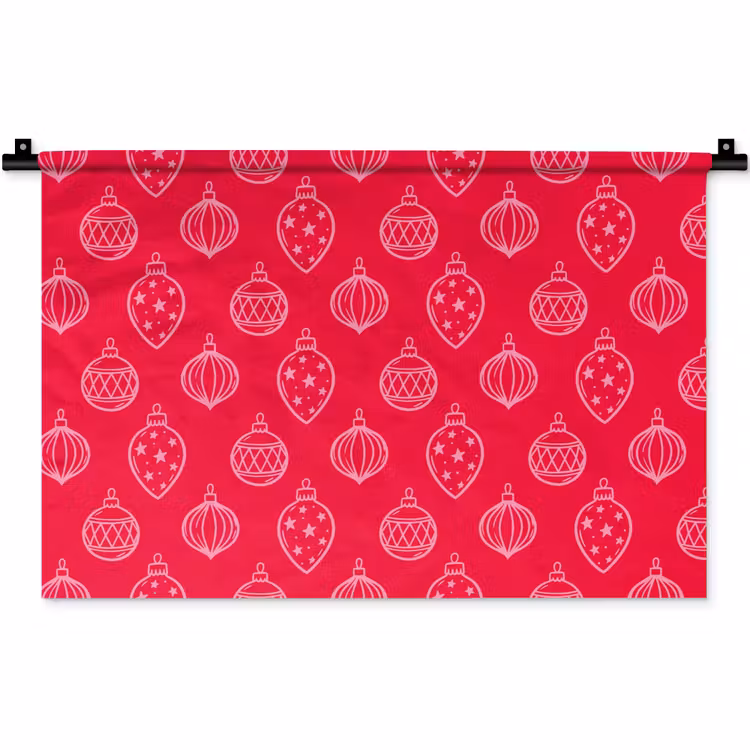 Wandteppich - Weihnachtskugel – Rot – Rosa — 1