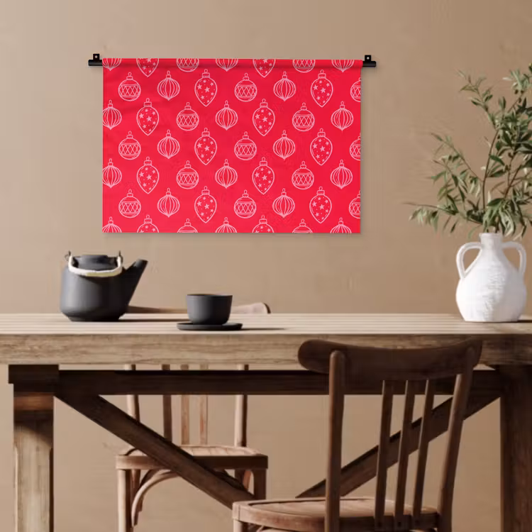 Wandteppich - Weihnachtskugel – Rot – Rosa — 3
