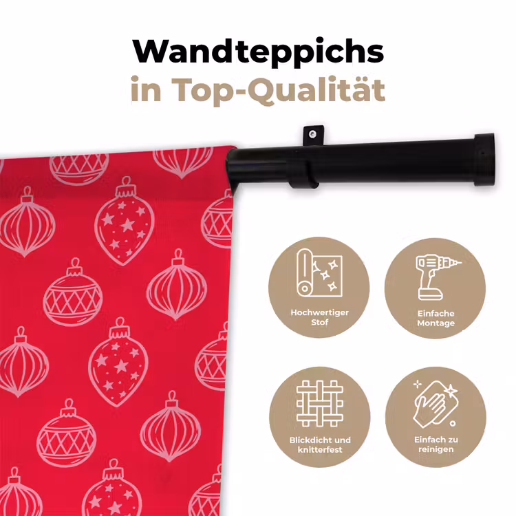 Wandteppich - Weihnachtskugel – Rot – Rosa — 7