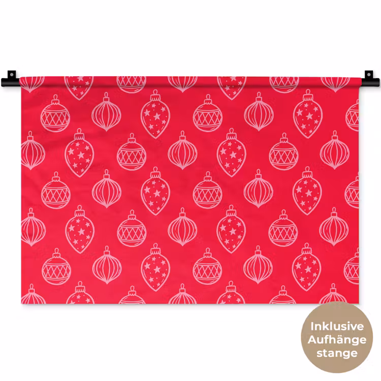 Wandteppich - Weihnachtskugel – Rot – Rosa — 9