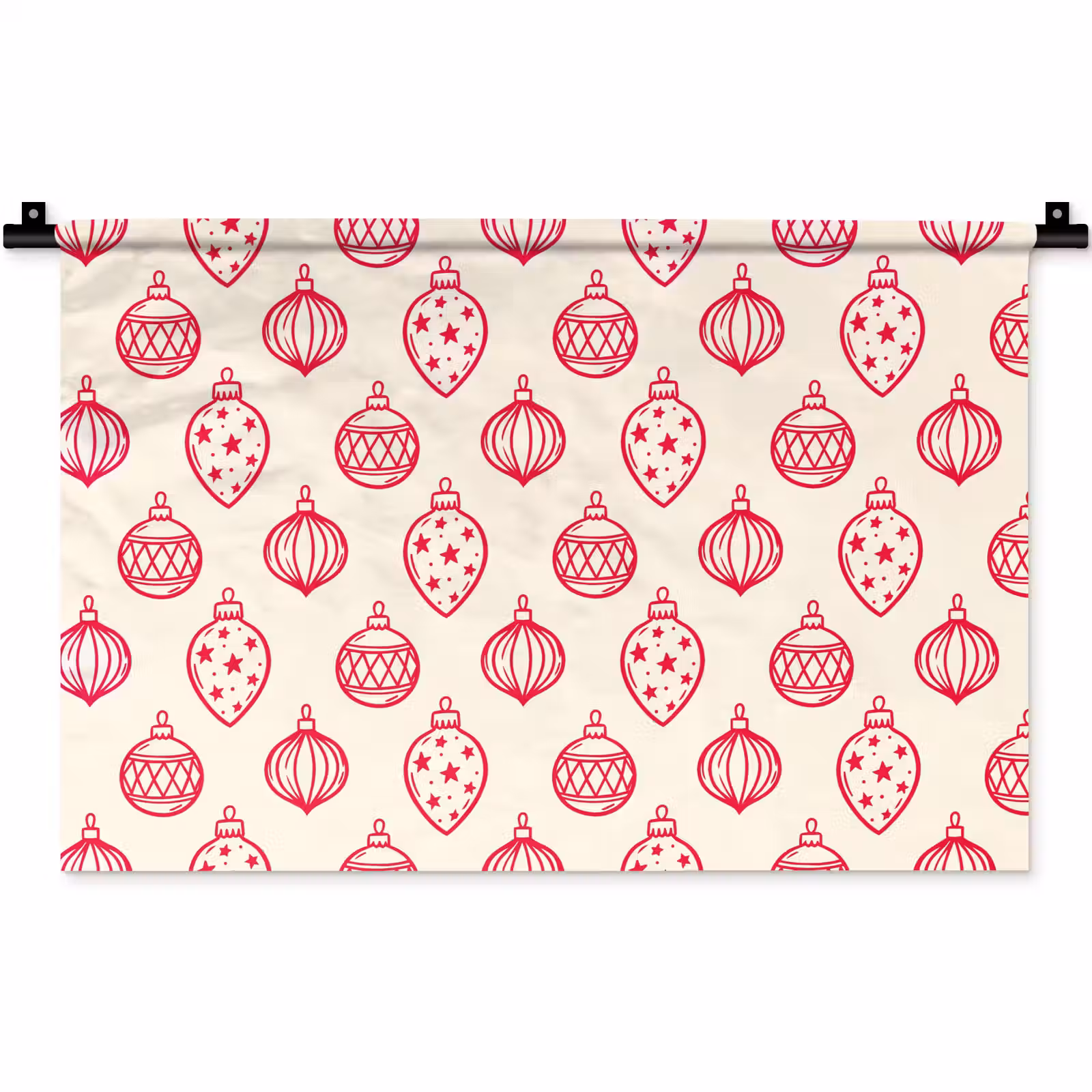 Wandteppich - Weihnachtskugel – Creme – Rot — 1