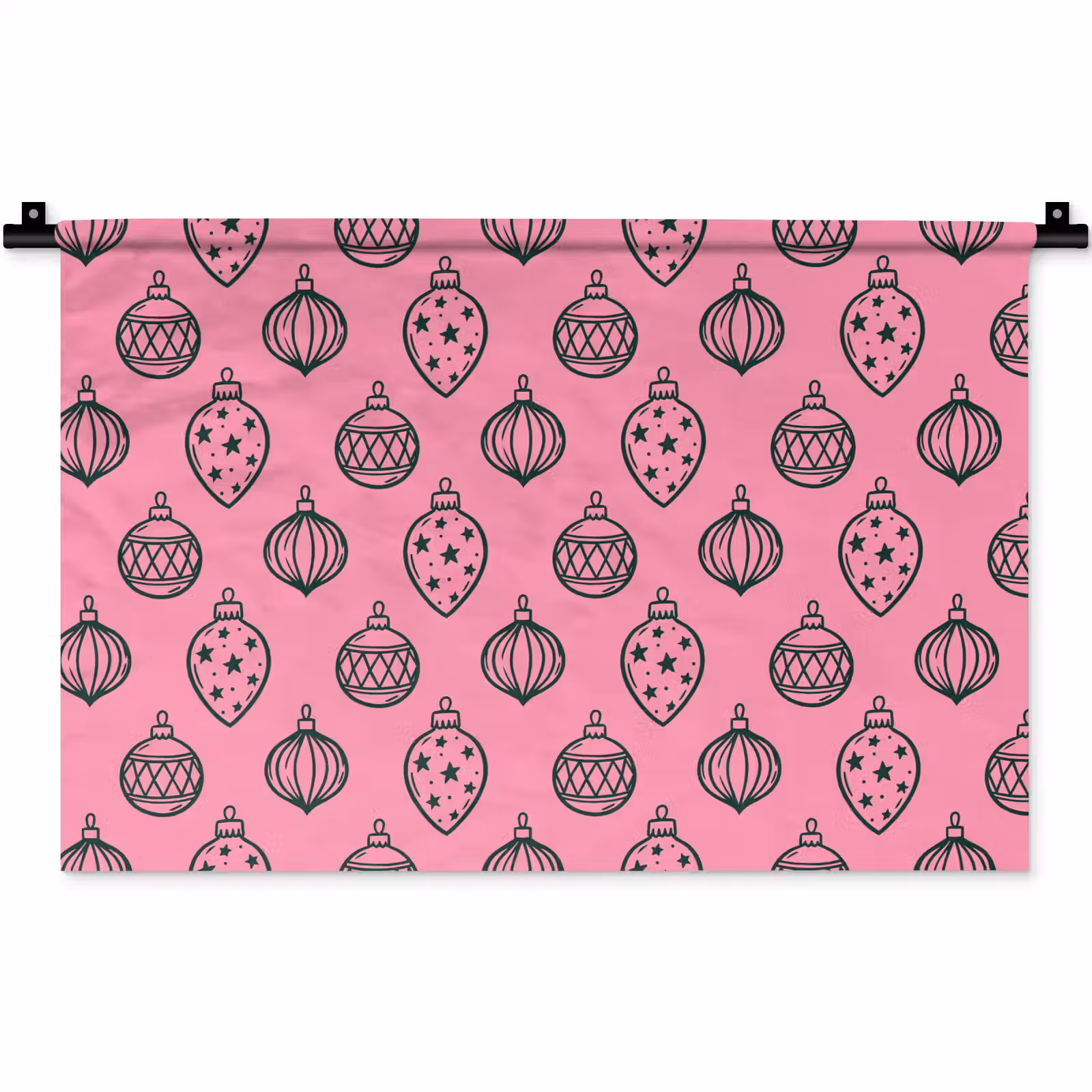 Wandteppich - Weihnachtskugel – Grün – Rosa — 1