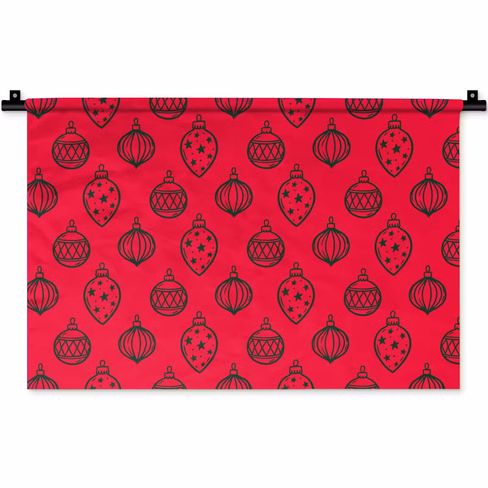 Wandteppich - Weihnachtskugel – Grün – Rot — 1