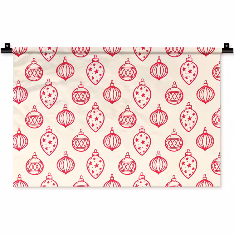 Wandteppich - Weihnachtskugel – Creme – Rot — 1