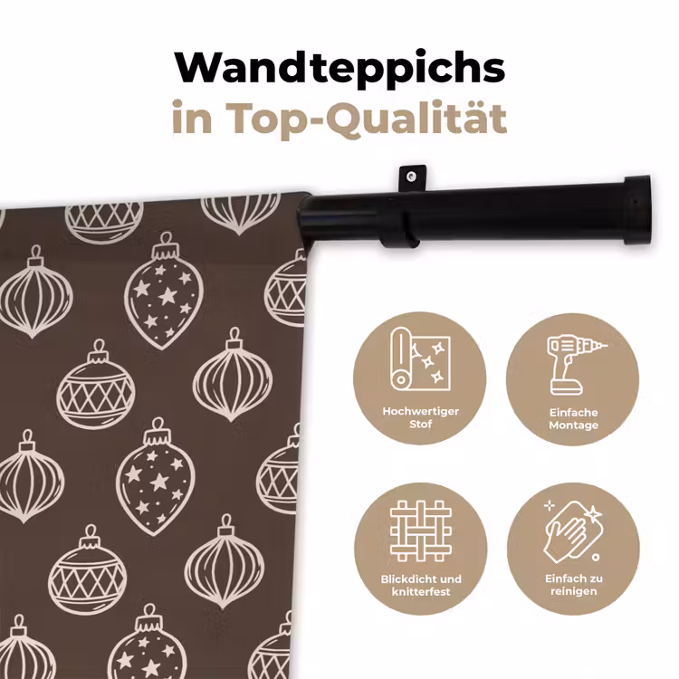 Wandteppich - Weihnachtskugel – Grau – Cremefarben — 7