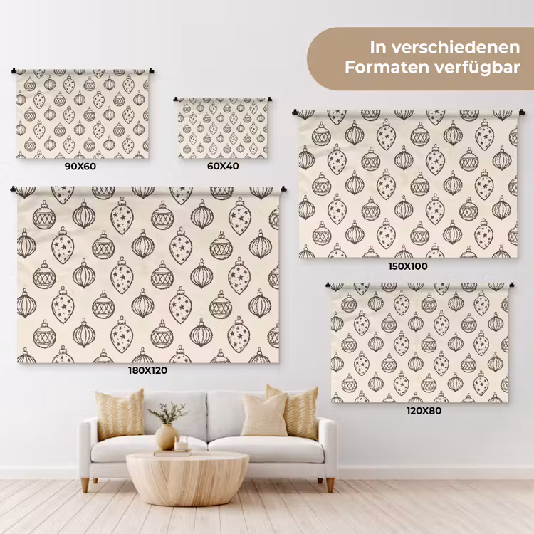 Wandteppich - Weihnachtskugel – Grün – Cremefarben — 8