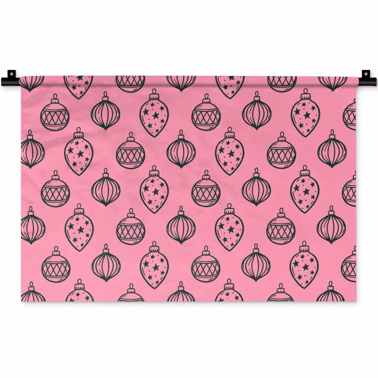 Wandteppich - Weihnachtskugel – Grün – Rosa — 1