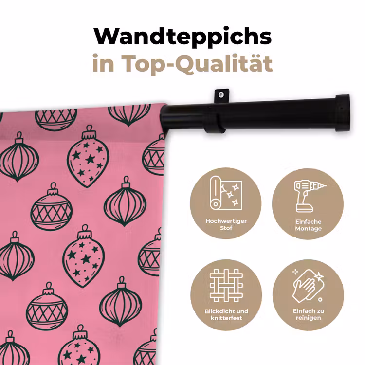Wandteppich - Weihnachtskugel – Grün – Rosa — 7