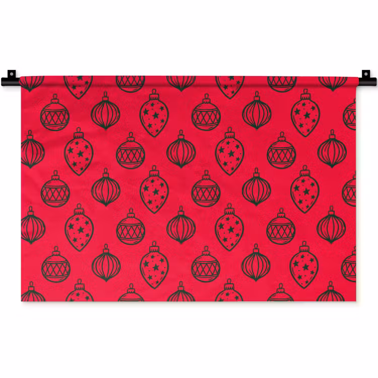 Wandteppich - Weihnachtskugel – Grün – Rot — 1